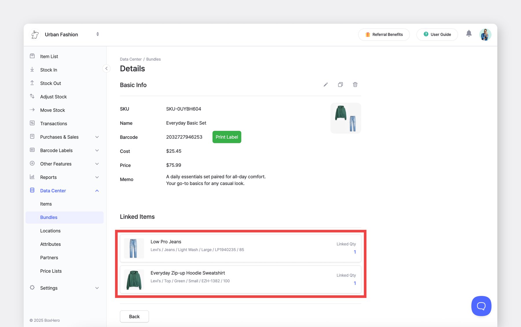 BoxHero - Bundles - Sample Bundle Details